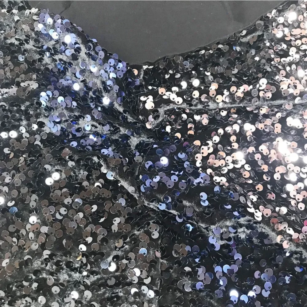 FREE PEOPLE Glitter‎ & Gold Sequin Velvet Midi Dress Blue Black Size Medium New - Picture 14 of 16